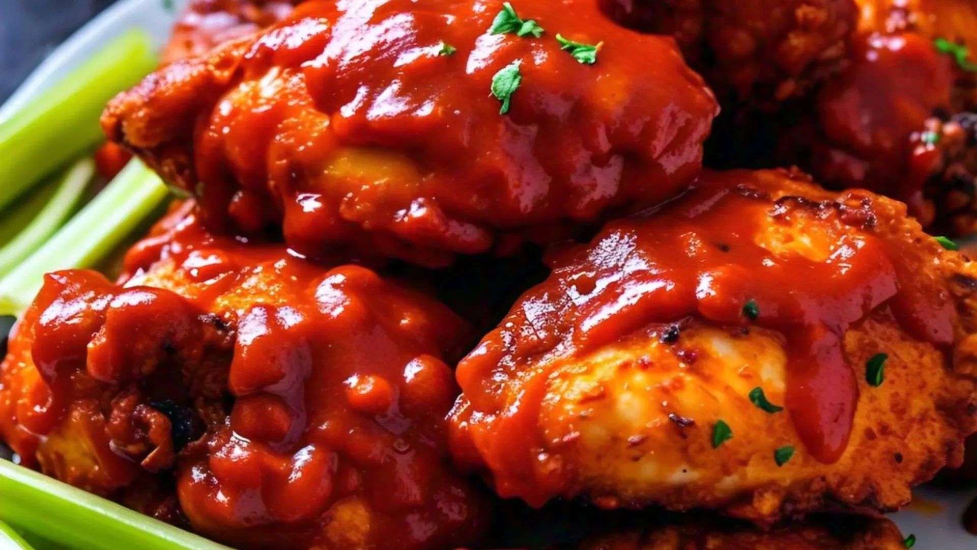 Alitas de pollo en salsa picante estilo buffalo